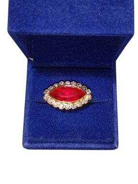 Kurt Geiger London Marquise Cocktail Ring Fushia with Clear Halo